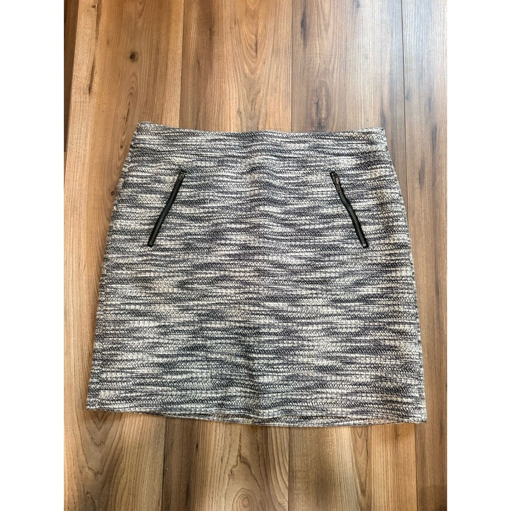 Ann Taylor Loft Pencil Skirt Variegated Black White Women's 8 Lined